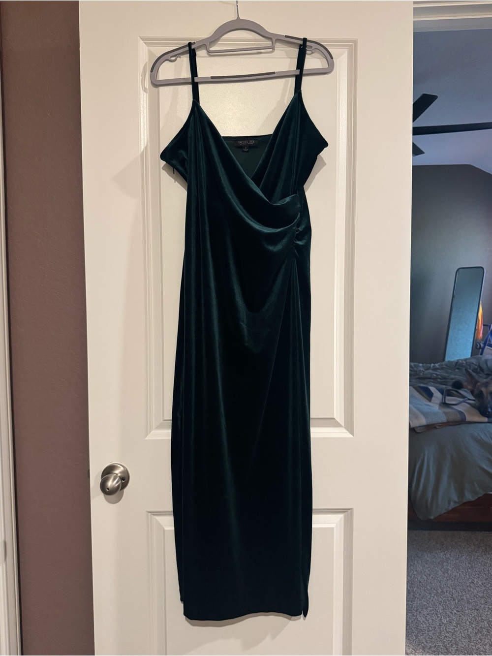 Velvet Slip Dress - Deep Green